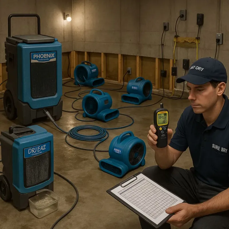 Structural Drying and Dehumidification process in Justice, IL